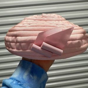 Vintage Baby Pink Favorette  Beret Hat with Bow